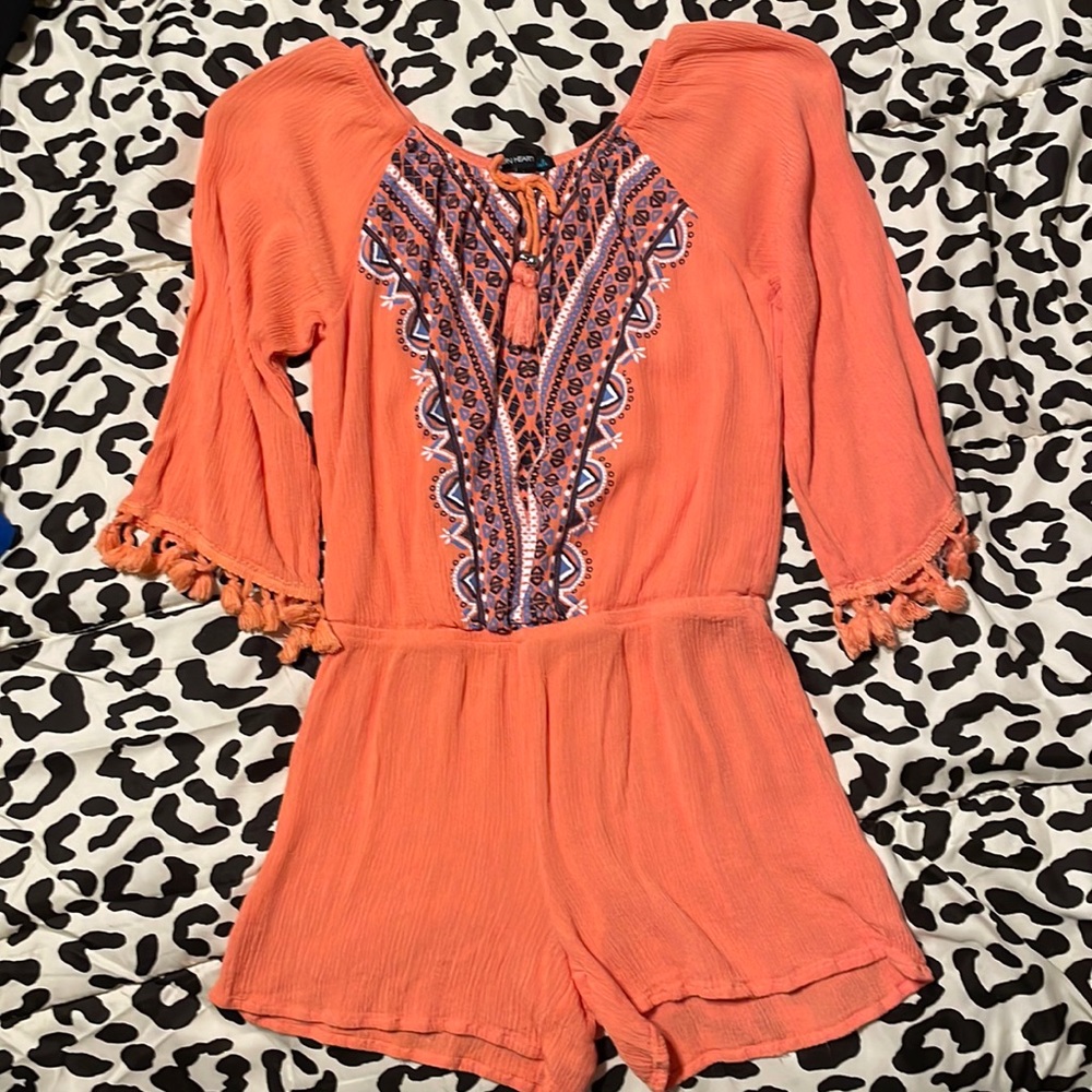 Orange,blue,white romper